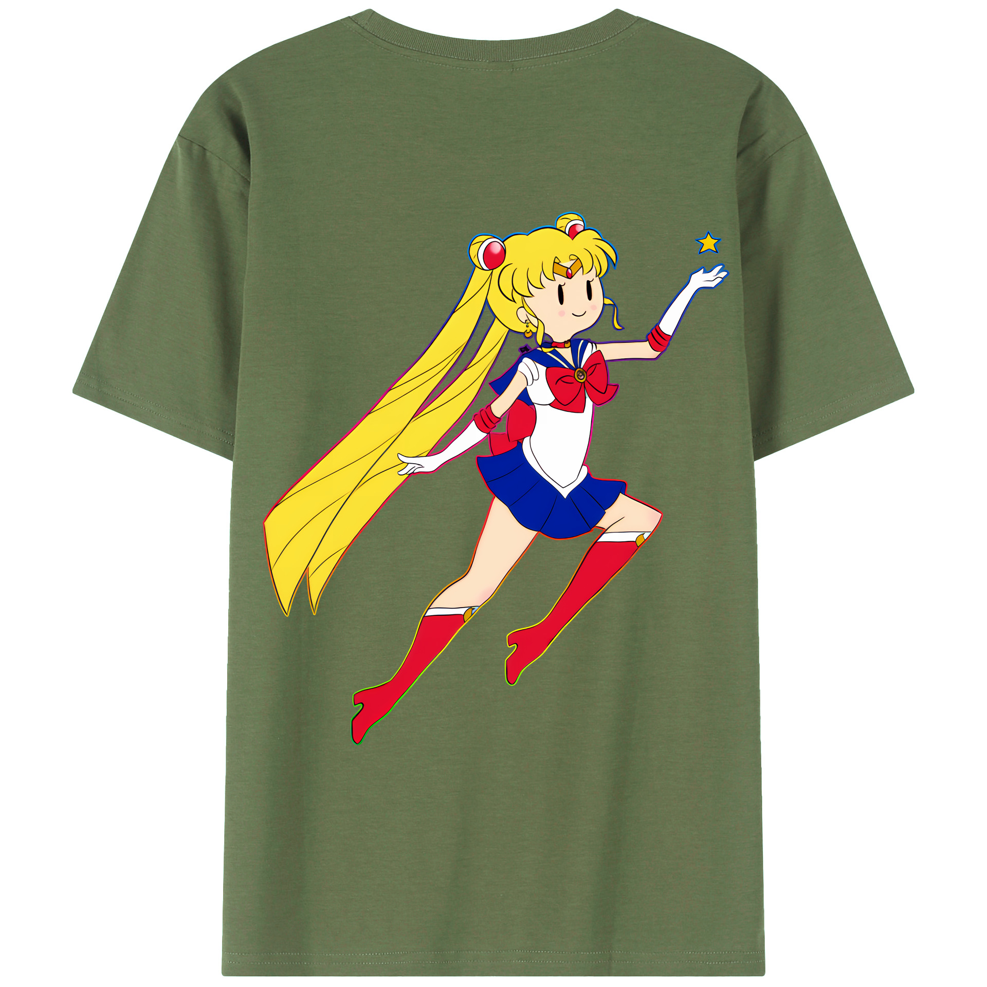 （画像用） 美少女戦士セーラームーン 月野 うさぎ つきの うさぎ Sailor Moon Tsukino Usagi 綿100％ メンズ半袖Tシャツ（バックプリント） 通気性